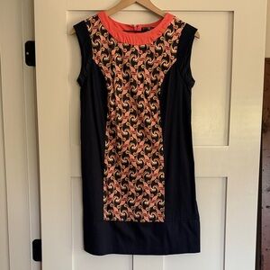 The Webster at Target Navy Shift Dress with Coral Patterned Bodice- Size 6